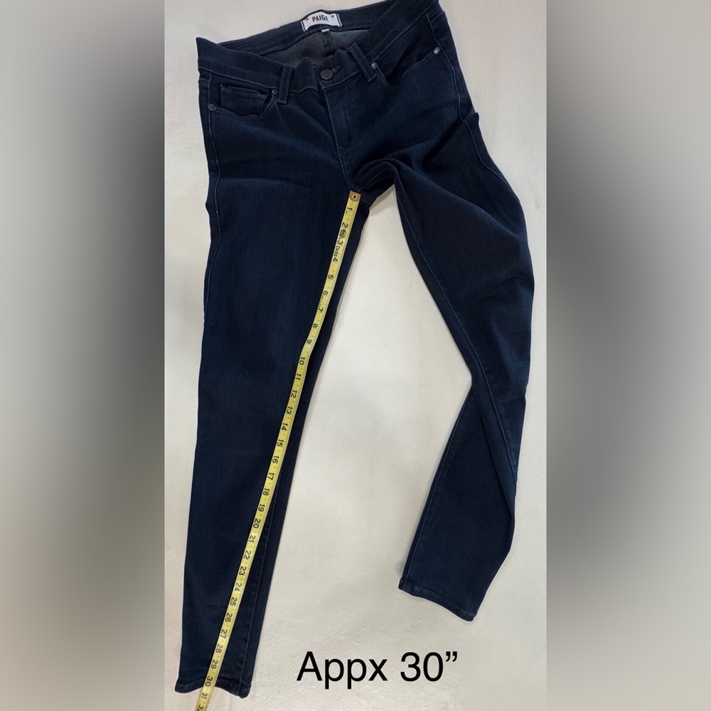 PAIGE Verdugo Ultra Skinny Emma Dark Wash Mid-Rise Jeans (28) - Picture 9 of 17